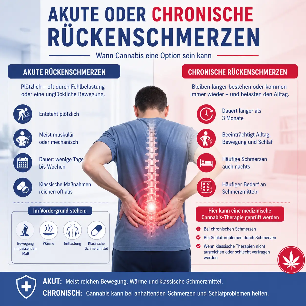 Akute oder chronische Rückenschmerzen cananbis