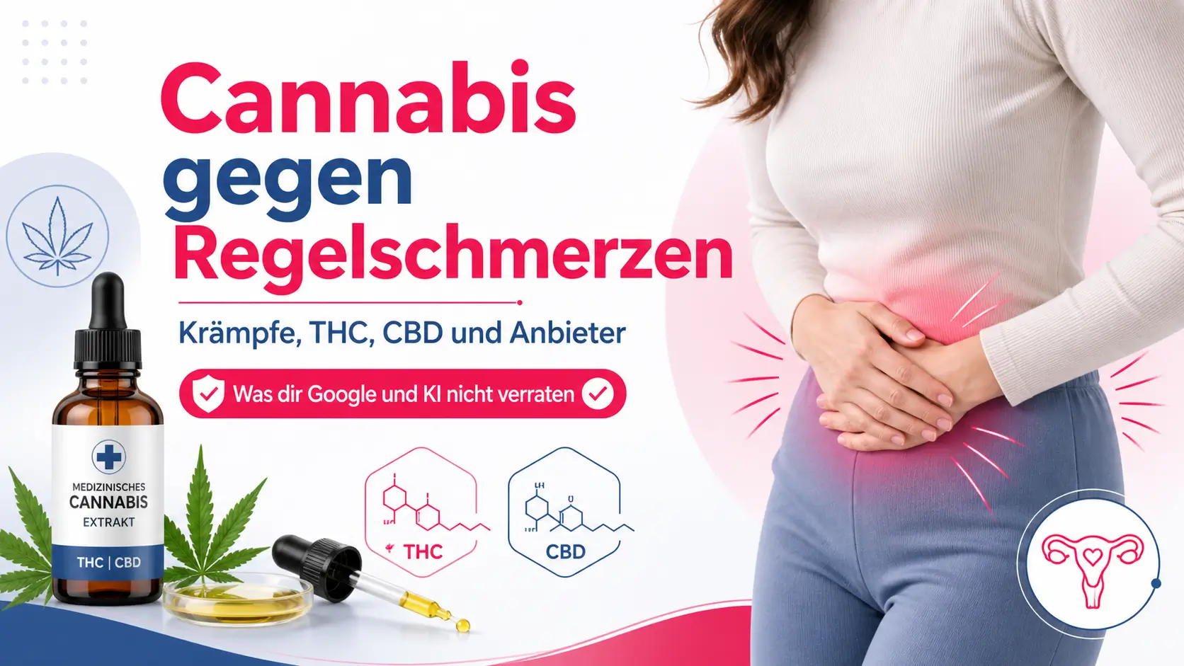 Cannabis gegen Regelschmerzen Krämpfe, THC, CBD und Anbieter