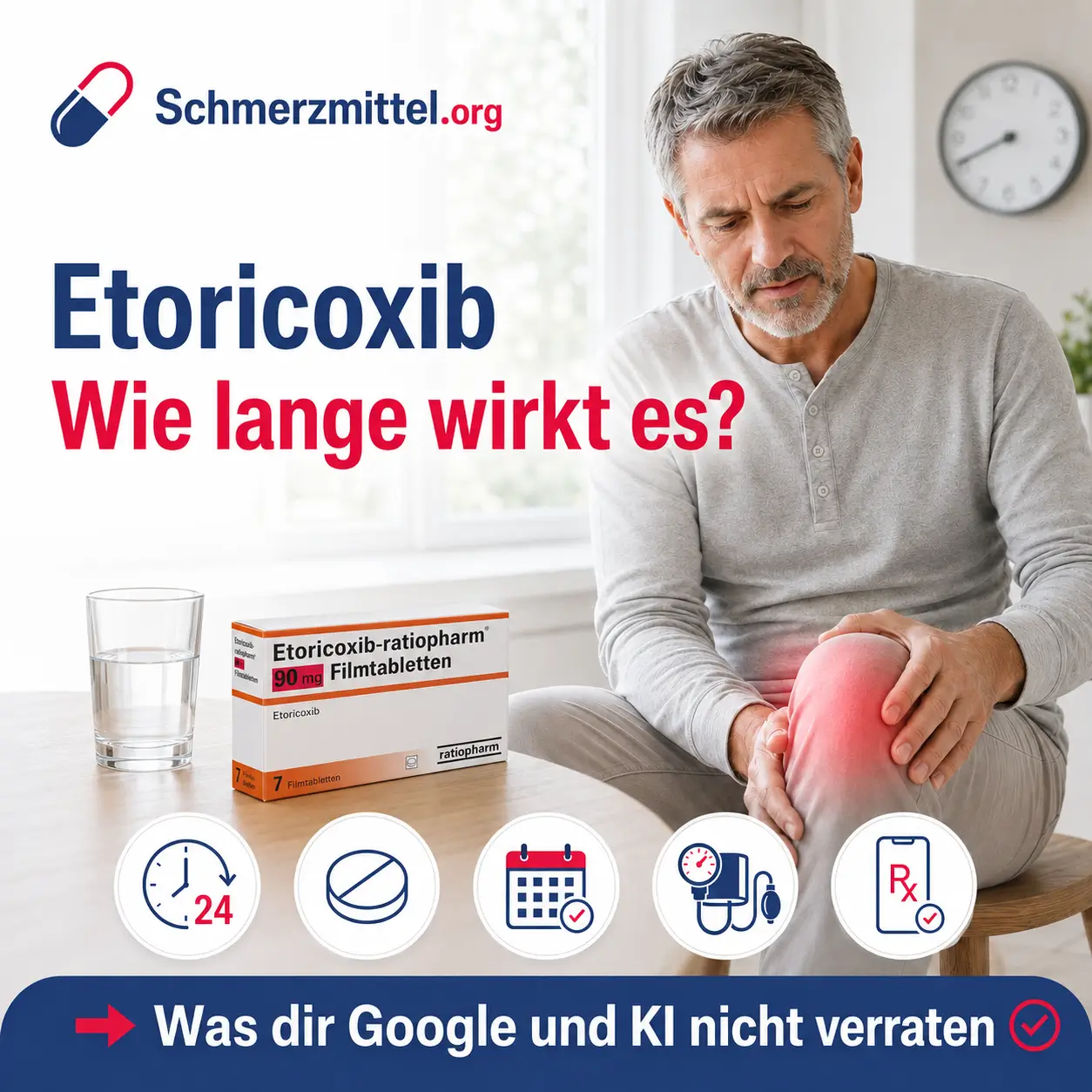 Etoricoxib wie lange wirkt es, Mann mit Knieschmerzen und Etoricoxib 90 mg Packung