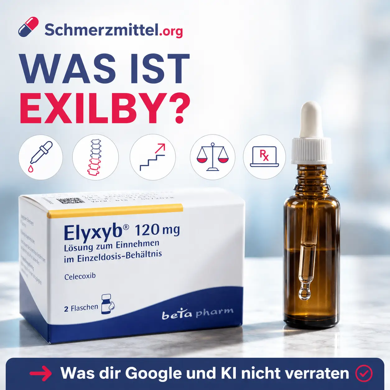 Exilby braune Tropfflasche mit Pipette und weißer Verpackung auf hellem Untergrund