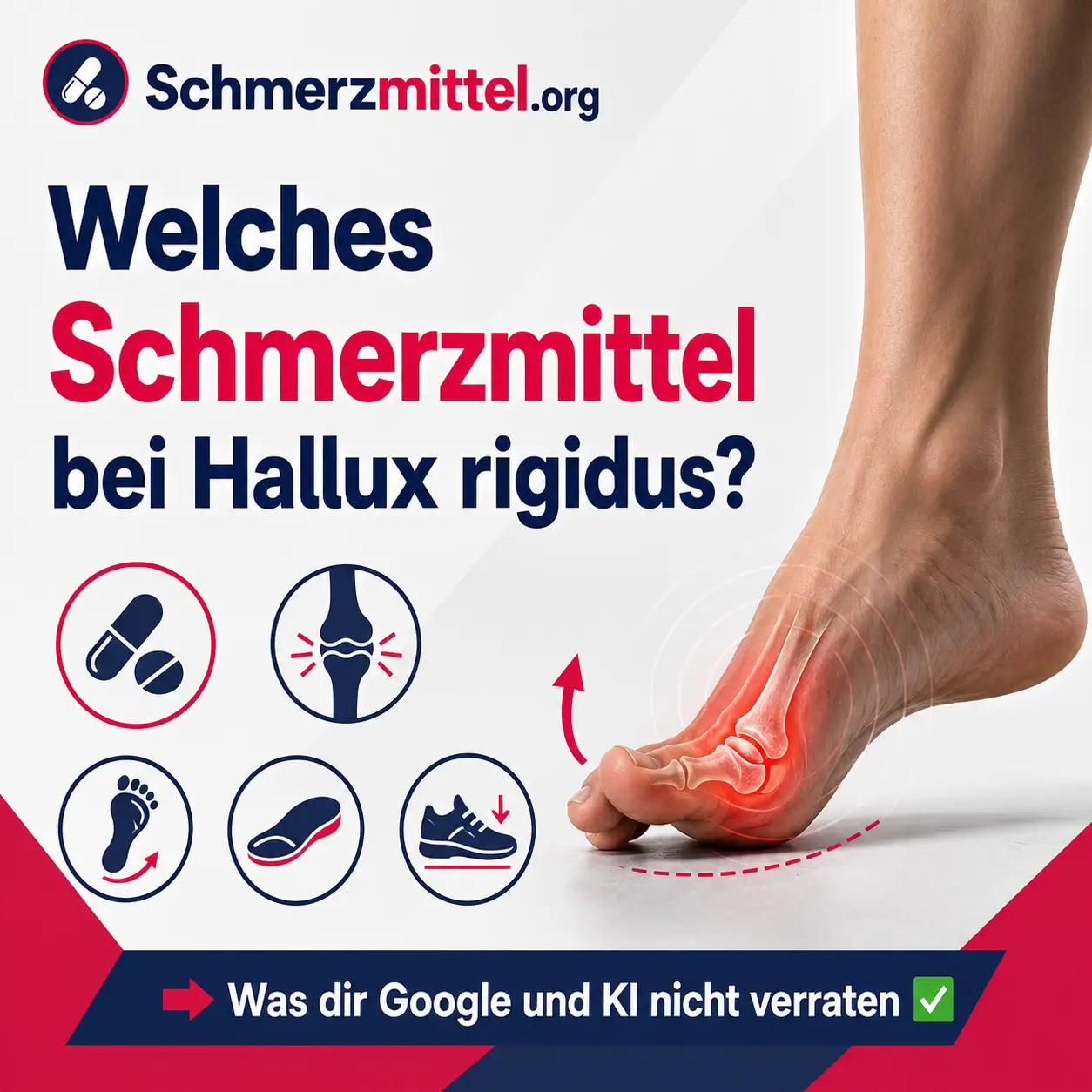 Fuß beim Abrollen mit schmerzendem Großzehengrundgelenk bei Hallux rigidus
