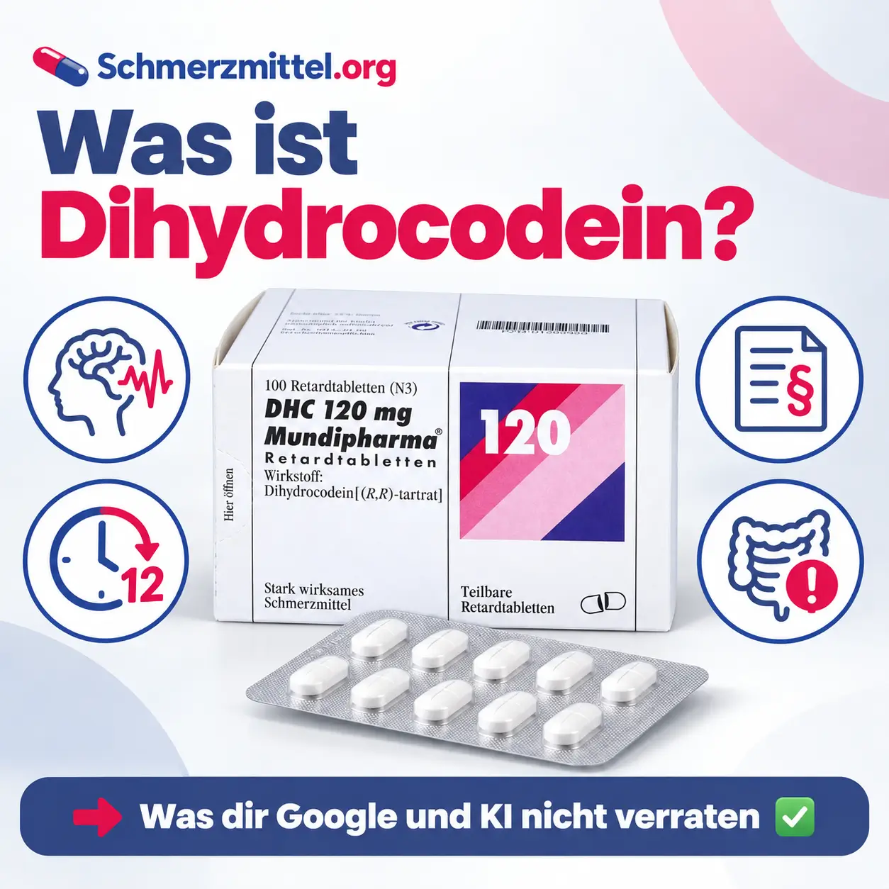 Dihydrocodein, Mann mit Schmerzen an der seitlichen Rippenpartie steht abends im Wohnzimmer, auf dem Sideboard stehen ein Wasserglas und die Dihydrocodein-Packung